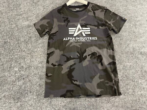 Alpha Industries Shirt Mens Small Tee Camouflage Black Short Sleeve Cotton A12