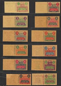 Ohio, Set of 12 Different Pre Paid Sales Tax Revenue Stamps