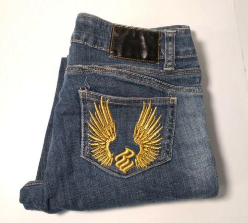 Rocawear Denim Blue Jeans with Gold Details Angel Wings Junior's Size 5 (28x33)