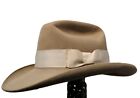 Size 7 1/8 Vintage 1980s John B Stetson 5x Beaver Ivory Color Western Cowboy Hat