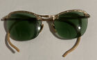 Vintage Womens Eye Glasses / 12K GF / Green Lens / Scroll Pattern / Gold Filled