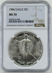1986 Silver Eagle $1 “TOP POP” NGC: MS70 #C742