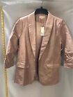 Skies Are Blue Womens Pink Faux Leather Shawl Lapel Everyday One-Button Blazer M