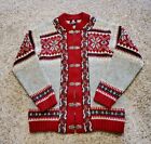 Vintage Fjord Fashion Sweater Size 40 Womens Fair Isle Norwegian Wool  Red Gray