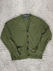 Vintage Ralph Lauren Mens Sweater Medium Green Cardigan Button Pockets Light