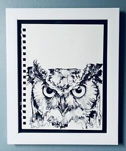 Great Horned Owl Drawing, Horned Owl Drawing, Ink Wash Drawing, Owl Drawing