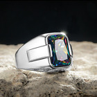 Solid 925 Sterling Silver Turkish Jewelry Mystic Topaz Men's Ring All Sizes