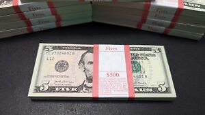 (100) FIVE DOLLAR BILLS  $5 UNCIRCULATED SEQUENTIAL BEP Strap 2017 - Must SEE !!