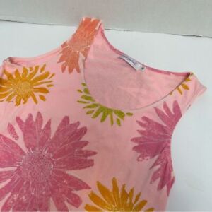 Fresh Produce Pink Floral Sleeveless Tank Maxi Dress Hi-Low Hem size Medium