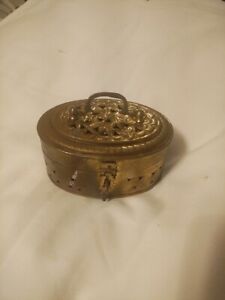 Vintage Brass Trinket Potpourri Box 6.5 x 4.75 x 3.25 Made In India