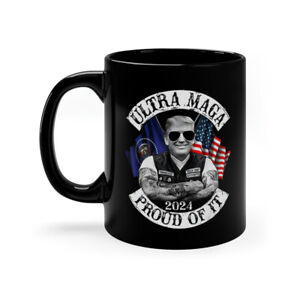 Funny Ultra Maga Biker Trump Coffee Mug Let's Go Brandon FJB Anti Biden Cup Mug