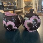 Gates Ware by Laurie - Brownish Color With Pink Flower Design Sugar and Creamer