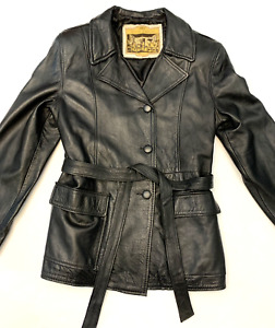 Antica Pelleria Leather Jacket Womens XL VTG Trench Coat Italian Soft