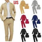 US Men 3-Piece Suit Blazer Slim Fit Tuxedo with One Button Jacket Vest&Pants Set