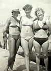 1970s Three Pretty Women Bikini Female Beach Hugging Vintage Photo Snapshot