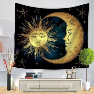 Tapestry “Black Sun and Moon” 60” x 51” (Queen Bed Width) Wall Hanging Decor
