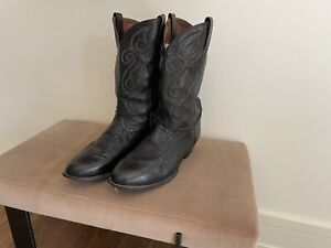 Tony Lama Men’s Ostrich Leather Western Cowboy Boots Black Size 13 EE