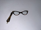 Vintage Folding Cat Eye Opera Glasses Lorgnette Tortoise Shell Rhinestone Frames