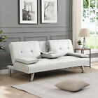 Modern Convertible Sleeper Sofa Bed Faux Leather Upholstered Couch for Apartment