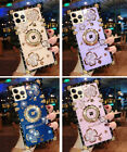 For iPhone 15 14 13 12 11 Pro Max Trunk Case Women Square Bling Flower Cover