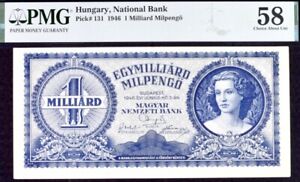 New ListingHungary, National Bank, 1 Milliard Milpengo 1946 Pick# 131 PMG 58