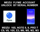 Meizu Flyme ID Account Unlock By Serial Number, Pro 7, 16S, 16X, Note 8, 9, C9