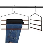 KLEVERISE 2 Pack Wooden Pants Hangers - 3 Tiers Space Saving Non-Slip Multi-L...