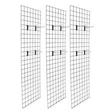 3-Pack 6' x 2' Wire Grid Panel Wall, Display Rack with Hooks for Retail Art Show