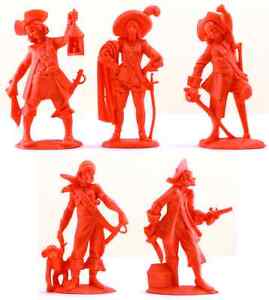 Fontanini Pirates - 10 70mm plastic figures - 2 of each pose - red rose color