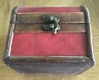 Made To Look Vintage Red Small Trinket Chest Box with Hinged Lid & Brass Accents
