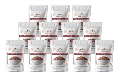 MOUNTAIN ESSENTIALS Freeze Dried Ground Beef Fully Cooked Ready to Eat 12 Packs✅