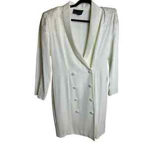 Vintage David Benjamin Collection White Blazer Mini dress Size 10 shoulder pad