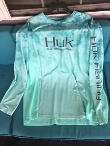Huk Fishing Mens 3XL Water Camo Long sleeve Performance Stretch Shirt NWT