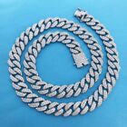 Real Miami Cuban Link Chain MOISSANITE Solid 925 Sterling Silver Necklace