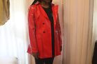 Women PVC Shinny Vinyl Trench Coat Gothic Red  50% PVC 50% POLYESTER