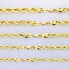 14K Yellow Gold Diamond Cut Rope 2mm-5mm Chain Link Bracelet Women Men 7