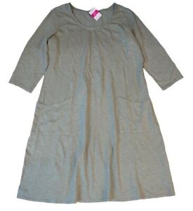 FRESH PRODUCE 1X Moss GREEN $69 DALIA Jersey POCKETS 3/4 Dress NWT New 1X
