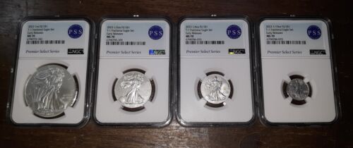 2023 Silver Eagle 4 coins Set Fractional NGC MS 70 .999 Silver PSS LABEL COA.