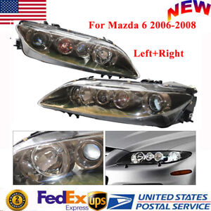 Headlight Assembly Set Left+Right Headlamp Assembly Fit Mazda 6 2006 2007 2008 (For: 2006 Mazda 6)