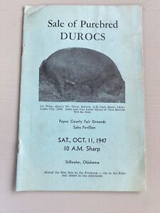 Vintage Purebred Durocs Hogs Pigs Sale Catalog Book Stillwater OK 1947 Farm Ag