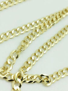14K Solid Yellow Gold Cuban Link Chain Necklace 18