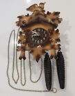 VINTAGE WOOD CARVED BLACK FOREST CUCKOO WALL CLOCK BIRD MAPLE LEAVES UNTESTED!!