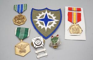 WWII - Vietnam War Army Armor Regiment DI Pin, Qualification Badge, Medals Lot