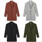 Mens Woolen Trench Coat Winter Lapel Long Jacket Overcoat Fomal Office Outwear #