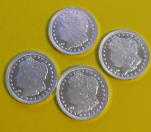 4 Highland Mint .999 Fine Silver Rounds Morgan Dollar Design 1 Troy Oz Each BU