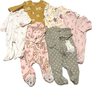 Carters Baby Girl Clothes Lot 3 Months Sleepers, Dress, And Bib Bundle