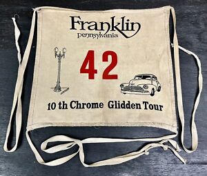 Vintage Franklin PA Car Club 10th Chrome Glidden Tour Cloth Spare Tire Sign 42