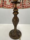 Vintage Antique Tiffany Style Brass Bronze Lamp 16.5” Fleur De Lis Lamp Base