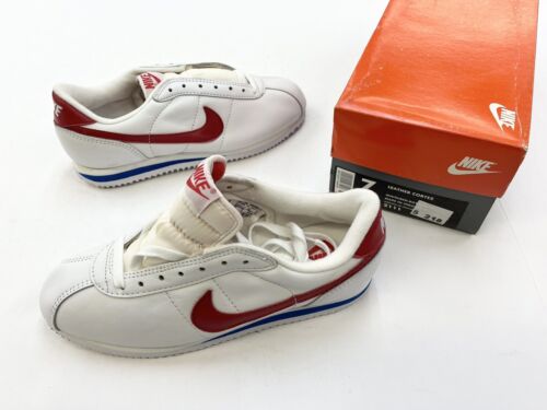 1995 Vintage Nike Leather Cortez White Red Blue Sz 7 Men Shoe Forrest Gump
