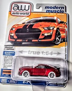 Auto World Ultra Red 🍒 CHASE 2021 Ford Mustang Shelby GT500 AW64412 B